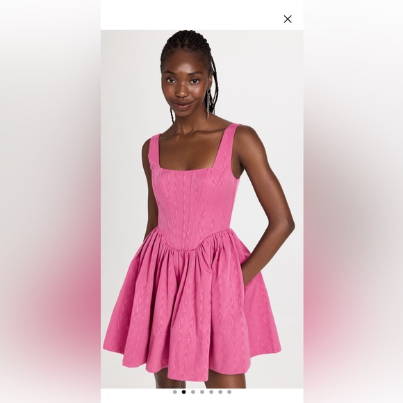 NWT Staud CORAL PINK LANDSCAPE MINI DRESS Size 6 - Picture 4 of 9